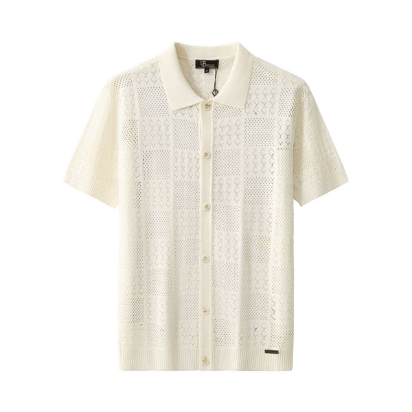 PSS623-Monaco Mesh SS Shirt-IVORY