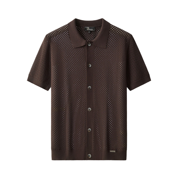 PSS624-Riviera Mesh SS Shirt-COFFE