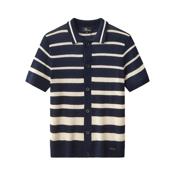 PSS626-Regatta Mesh Stripe SS Shirt-NAVY