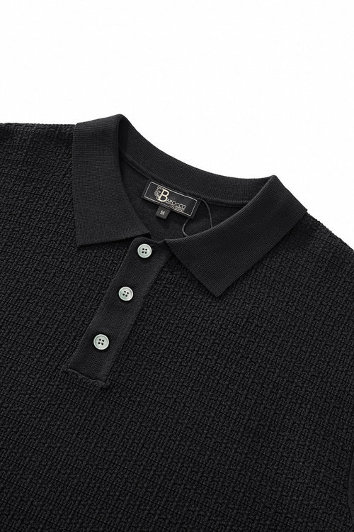 PSS632-Milano Texture Polo-BLACK – view 2