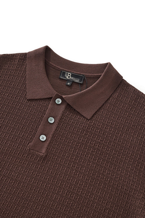 PSS632-Milano Texture Polo-BROWN – view 2
