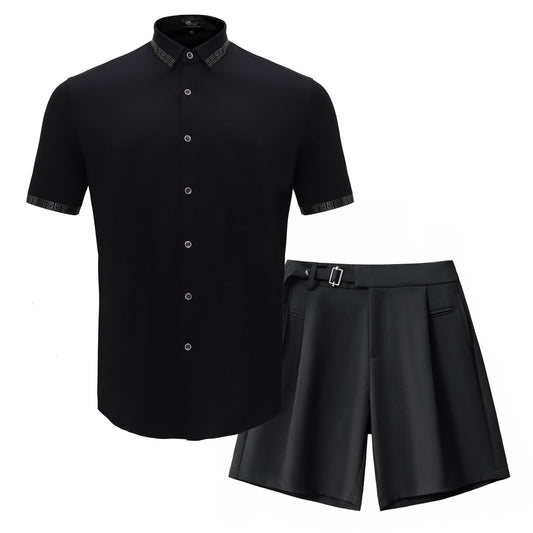 Risky Business + Contour Belted Short SET - BLACK/SILVER