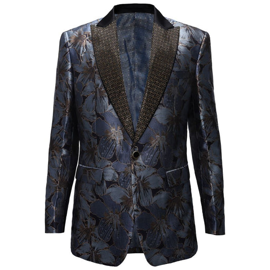 Midnight Bloom Jacquard Blazer BLUE/GOLD