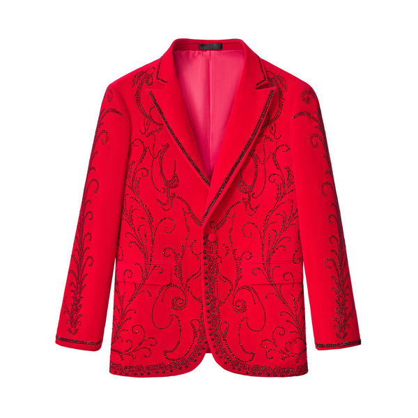 SB470 - Valent Velvet Blazer-RED