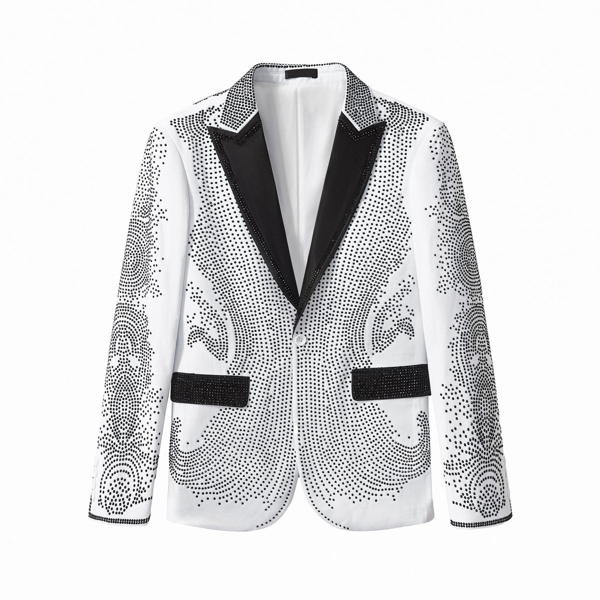 SB471-1-Regal Cascades Embellished Velvet Blazer-WHITE/BLACK – BAROCCO wholesale blazers