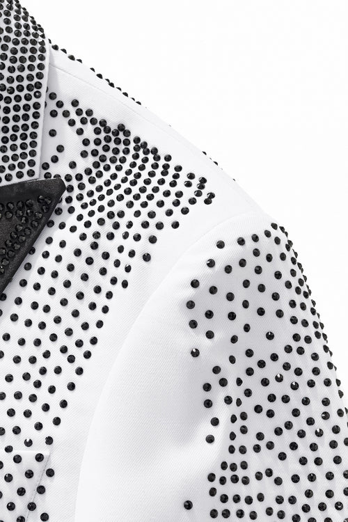 SB471-1-Regal Cascades Embellished Velvet Blazer-WHITE/BLACK – view 3
