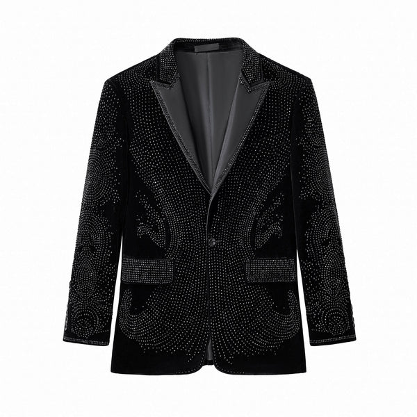 Blazer de terciopelo adornado Regal Cascades - NEGRO/NEGRO