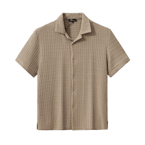 SET811 - Loft Set – Textured Short Sleeve Shirt & Pant-BROWN – view 2
