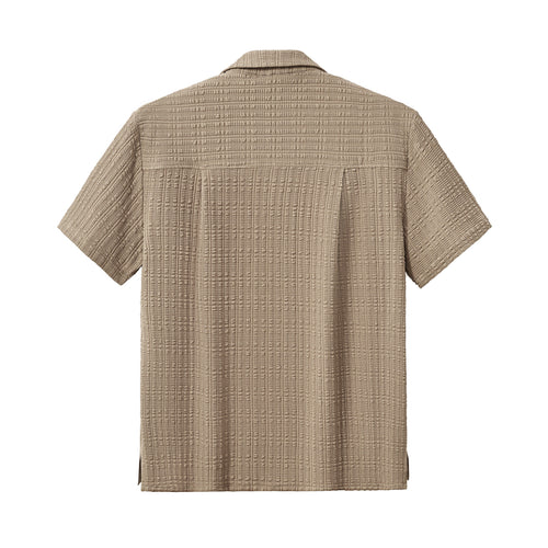 SET811 - Loft Set – Textured Short Sleeve Shirt & Pant-BROWN – view 3
