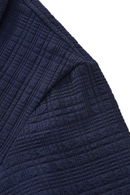 SET811-Loft Set – Textured Short Sleeve Shirt & Pant-NAVY – view 7
