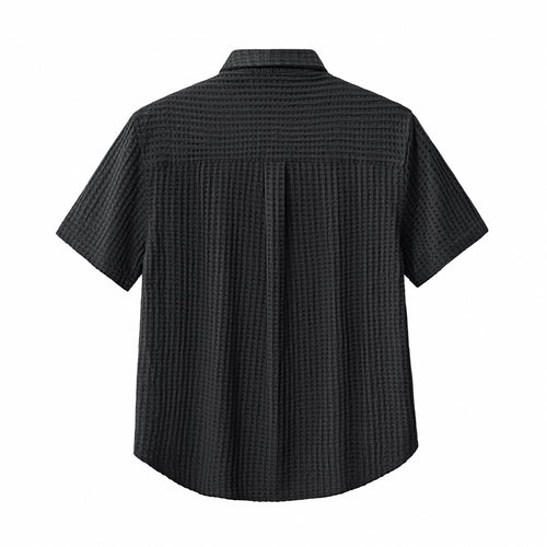 Conjunto Drift: Camisa y pantalón corto con textura de gofre - NEGRO – view 3