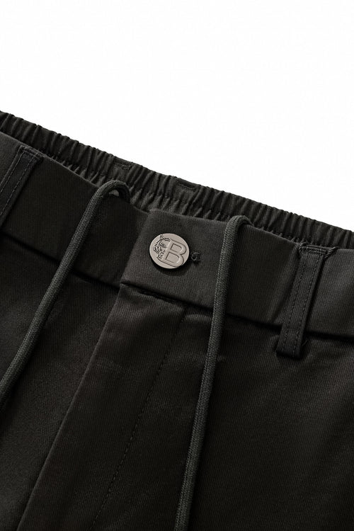 SRT321-Apex Drawstring Stretch Shorts-BLACK – view 2