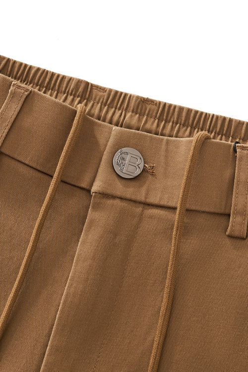 SRT321-Apex Drawstring Stretch Shorts-KHAKI – view 2