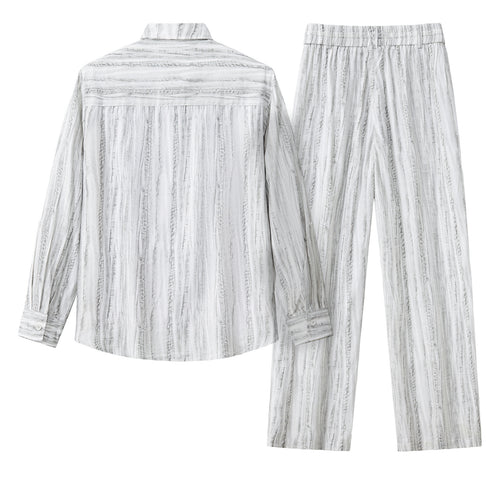 Conjunto Strata – Camisa y pantalón de manga larga estampados - GRIS