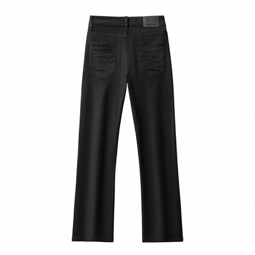 Estilo básico de mezclilla de pierna ancha - NEGRO – view 1