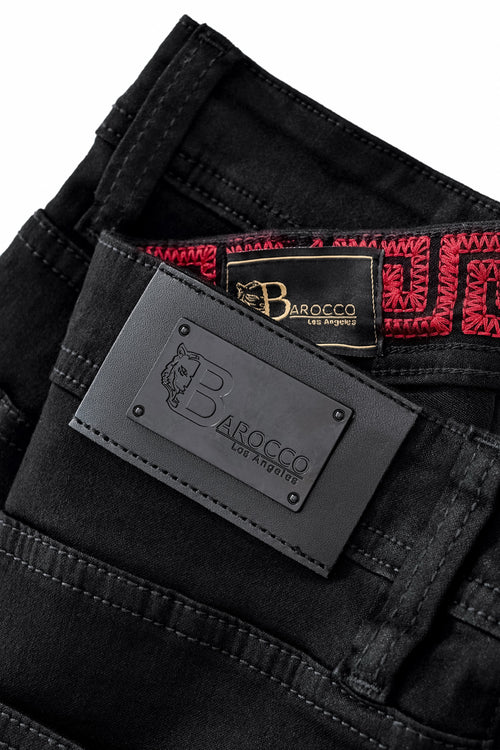 Estilo básico de mezclilla de pierna ancha - NEGRO – view 4