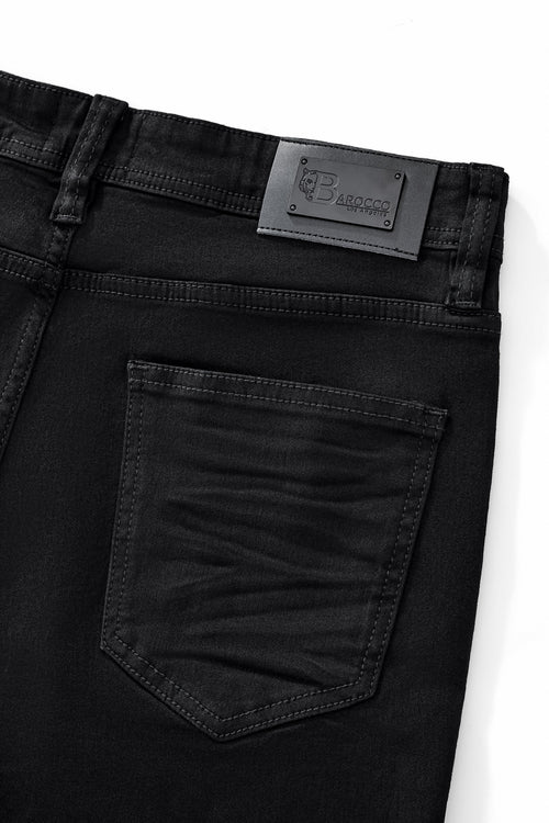 Estilo básico de mezclilla de pierna ancha - NEGRO – view 5