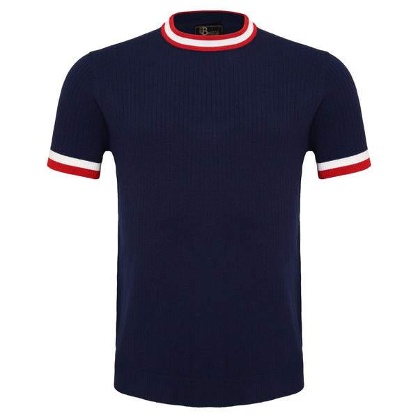 Camiseta Elite de canalé en contraste - AZUL MARINO