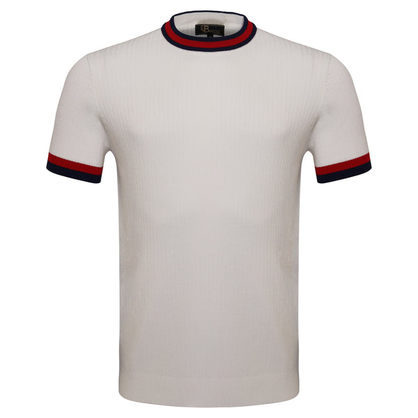 Camiseta Elite de canalé en contraste BLANCA