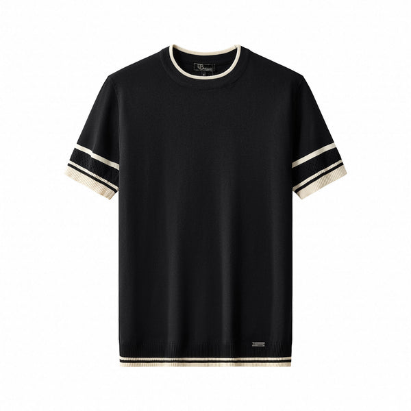 TS65-Monaco Trim Knit Tee-BLACK