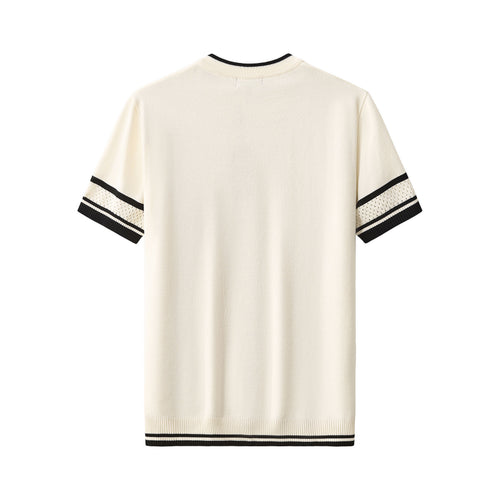 TS65-Monaco Trim Knit Tee-WHITE – view 1