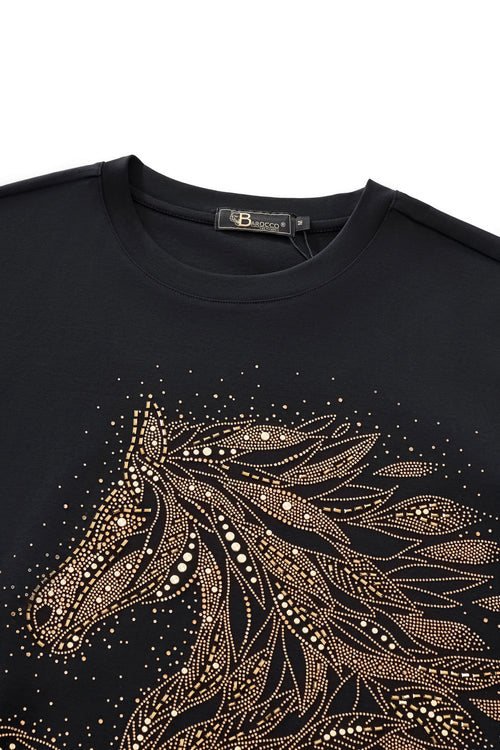 TSR616-Sovereign Stallion Crystal Tee-BLACK/GOLD – view 2