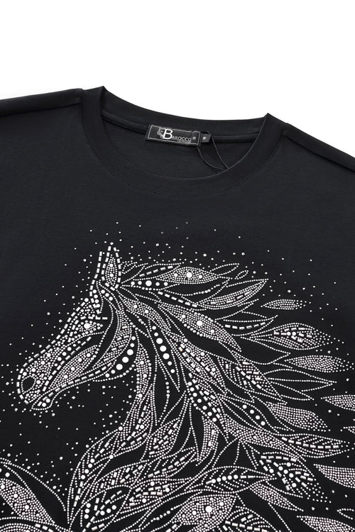 TSR616-Sovereign Stallion Crystal Tee-BLACK/SILVER – view 2