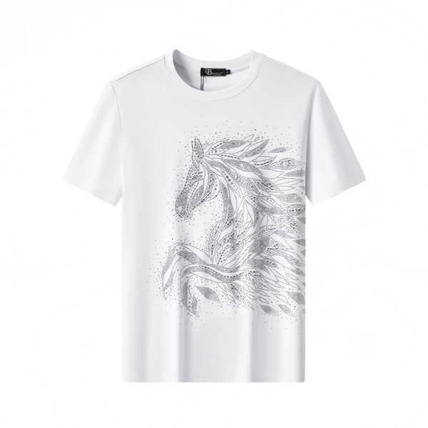 TSR616-Sovereign Stallion Crystal Tee-WHITE/SILVER