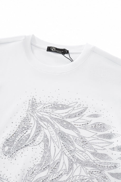 TSR616-Sovereign Stallion Crystal Tee-WHITE/SILVER – view 2