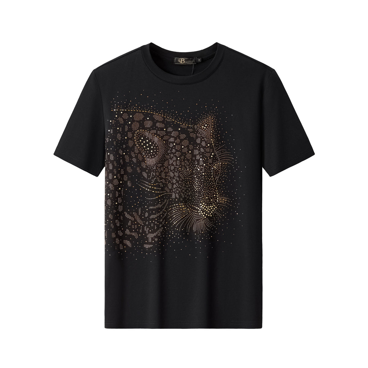 TSR617-Nocturne Panther Crystal Tee-BLACK/GOLD – BAROCCO wholesale shirts