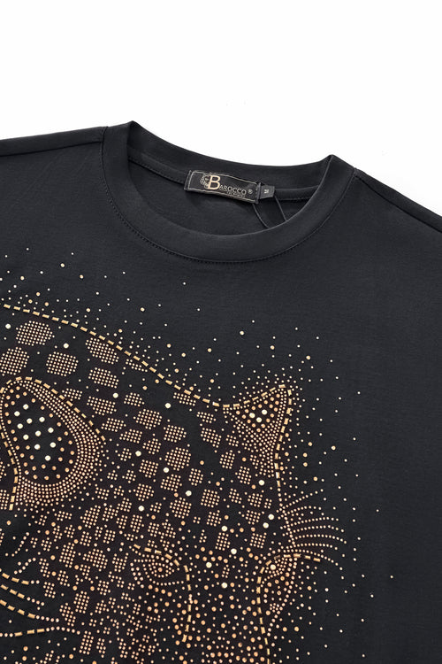 TSR617-Nocturne Panther Crystal Tee-BLACK/GOLD – view 2