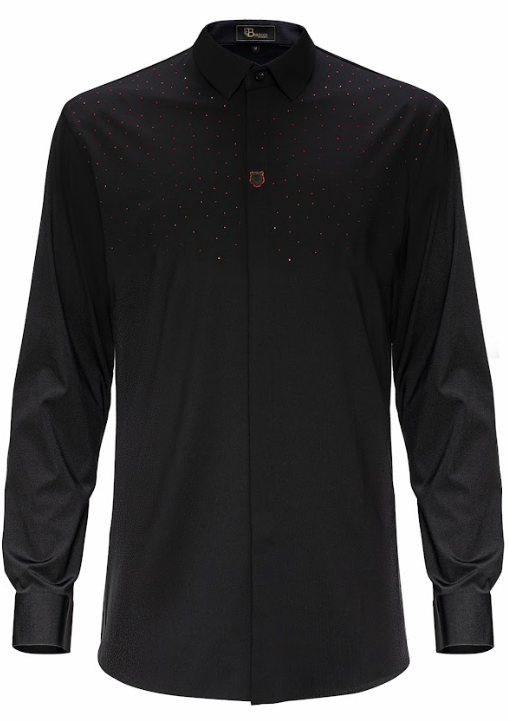 Camisa de vestir con botones Thrill Seeker de manga larga, color negro y rojo