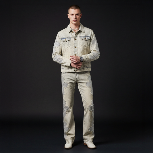 Sanctum Cross Denim Jacket + Pants SET – Century Penthouse - TAN