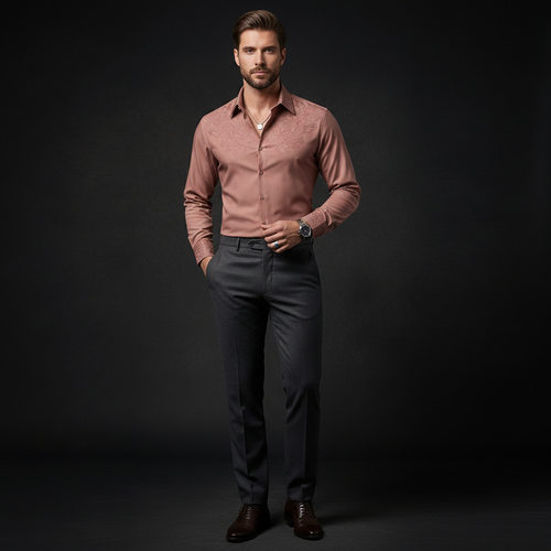 Camisa con estampado de rosas - ROSA POLVO