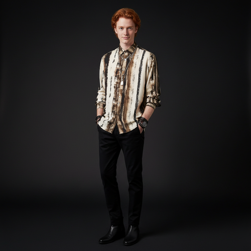 Camisa de manga larga sin costuras Echelon Brushstroke - CREMA