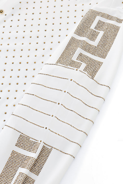B569 Imperial Maze Stone Shirt White/Gold