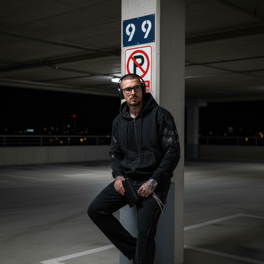 Midnight Roar sweatsuit-BLACK