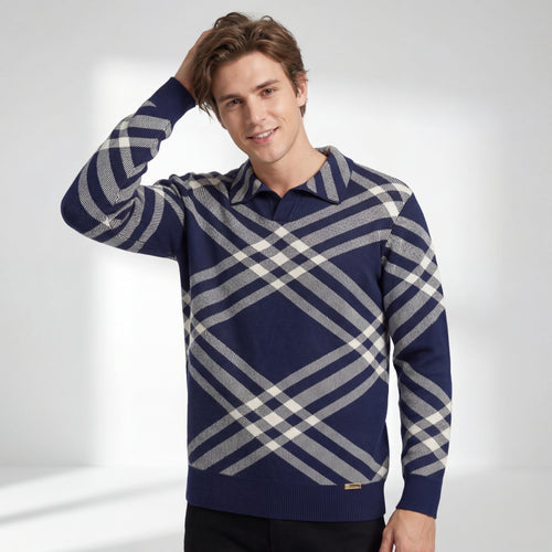 Polo de punto enrejado Paramount LS-NAVY