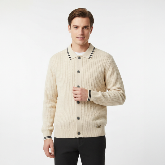 Marquee Cable Knit Cardigan LS-IVORY