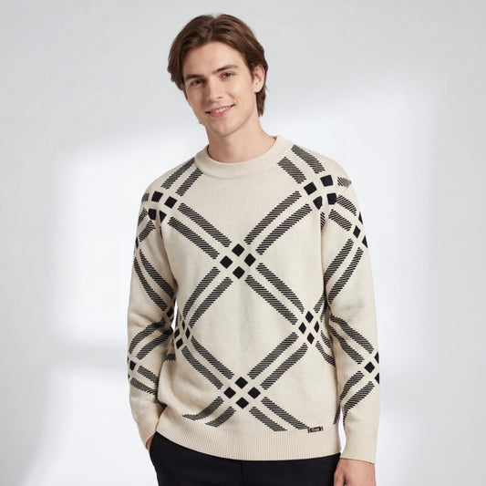 Paramount Lattice Knit LS-IVORY